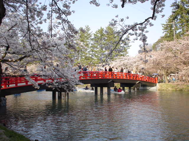 弘前公園　春陽橋と西濠