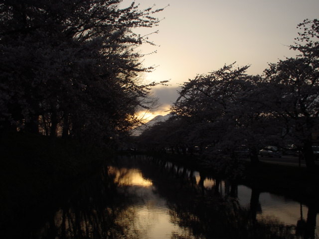 弘前公園夕日